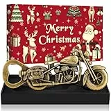 LKKCHER Weihnachtsgeschenke für Männer, Motorrad-Bierflaschenöffner, Personalisierte Weihnachtsgeschenke Motorradgeschenke für Männer Papa Ehemann, Bronze mit Weihnachtsverpackung und Weihnachtskarte