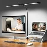 Woputne Schreibtischlampe LED Dimmbar, 960 Lumen Tischlampe mit Doppelkopf & Hals, Augenschutz für Homeoffice, 5 Farben und 10 Helligkeitsstufen, Klemmbar für Büro, Monitor & Arbeitsplatz