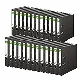 Original DINOR Ordner-Wolkenmarmor-Recycling - Made in Germany. 25er Pack 5 cm breit DIN A4 schwarz Aktenordner Briefordner Büroordner Pappordner Schlitzordner Grüner Balken Blauer Engel