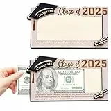 Giggleye Holz Geldgeschenk Abschluss 2025 – personalisierte Geldgeschenkbox mit Abschlusshut & „Class of 2025“ Gravur, dekorative Karte 18×9,5 cm, originelle Geschenkidee für Abitur, Studium & Matura