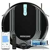 Proscenic 850T WLAN Saugroboter mit Wischfunktion,3000Pa Saugkraft Staubsauger Roboter mit Wischfunktion, SIRI&Alexa & Google Home & Appsteuerung, für Tierhaare/Teppichen/Hartböden, Schwarz