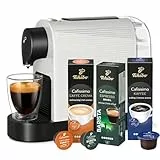 Tchibo Cafissimo „Pure plus“ Kaffeemaschine Kapselmaschine inkl. 30 Kapseln für Caffè Crema, Espresso und Kaffee | 0,8l | 1250 Watt | 11,9 x 33,7 x 24 cm | Weiß