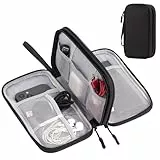 Arae Elektronik Zubehör Organizer, Kabeltasche Travel Essentials, Doppelschicht Reise Kabel Tasche, Electronic Accessories für Ladegerät, USB, SD Karten (Schwarz, S)