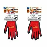 Spontex Grip Extreme Arbeitshandschuhe mit Nitrilbeschäumung, nach EN 388, leicht, flexibel, Farbe nicht frei wählbar, Größe L, 1 Paar (Packung mit 2)