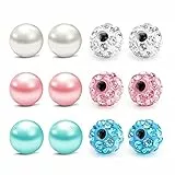 Mayhoop 16G 3mm Ersatzkugeln für Körperschmuck Kristallkugel und Perle Barbell Teile für Lippenringe/industrielle Barbell/Nippelringe/Zungenringe 12Stk