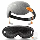 Aosun Schlafmaske mit Ohrstöpseln, 2-in-1 Schlafbrille für Reisen, 100% Lichtblockierende Augenmaske für Damen & Herren, Bequem & Verstellbar mit Klettverschluss