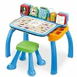 VTech - Magi Interaktiver und musikalischer Schreibtisch 6 in 1 – Kinderschreibtisch mit Hocker – Lernspieltisch, Zeichenstaffelei und Kreidetafel – Geschenk für Kinder ab 3 Jahren – Inhalt in