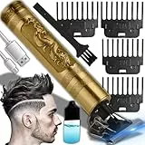 Retoo Haarschneider Haarschneidemaschine für Haare und Bart Trimmer Herren Bartschneider Langhaarschneider 4 Kammaufsätze Führungskämmen Barttrimmer Schnurloser Batterie 1000 mAh Gold