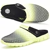 Hsyooes Clogs Herren Pantoletten Sommer Damen Mesh Atmungsaktiv Gartenschuhe rutschfest Strand Hausschuhe Aqua Sandalen,Grün 1,38 EU