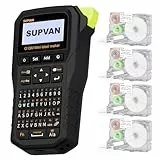 SUPVAN G15M Mini wiederaufladbarer Thermotransfer Etikettendrucker mit 4 Etiketten, Mindest 5 mm Randabstand, für Schrumpfschlauch & Kabel, perfekt für Außenbereich