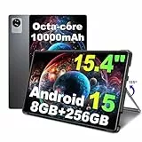 jumper 15,4 Zoll Tablet, Android 15 Tablet mit Helio G99 Octa-Core Prozessor(bis zu 2,2 GHz), Gaming Tablets mit Ständer & Hülle, 8GB RAM 256GB ROM, 10000mAh, BT5.2, 4 Speakers, für Studenten Office