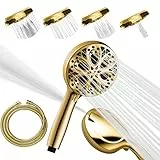 Sparkpod Hochdruck-Duschkopf mit 10 Einstellungen – luxuriöser 5-Zoll-Handbrausekopf mit hohem Durchfluss und Hochdruckdüsen – (Ägyptisches Gold)