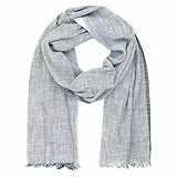 LINDENMANN Schal Herren blau/Herren-Schal dünn 100% BIO Baumwolle, Herren-Schal blau