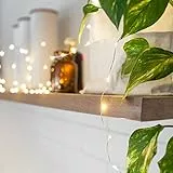 Lights4fun 100er Micro LED Lichterkette auf silbernen Draht warmweiß LED Lichterkette Innen mit Stecker strombetriebene Beleuchtung Kabel mit Stecker Lichterkette Steckdose [Energieklasse A++]