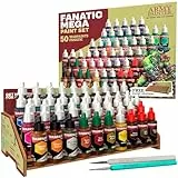 The Army Painter, Warpaints Fanatic Mega Set Combo, 50 x 18 ml Modellbau Farben inkl. Metall, Wasch & Effekt farben, 1 Paint Station & 2 Pinsel - Für Wargames Tabletop Miniaturen & Warhammer