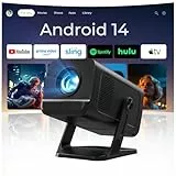 Mini Beamer Projektor mit Android 14 OS, 1080P Projektor 270° Drehung Portable Projector mit WiFi 6 & Bluetooth 5.4,Mini Beamer Handy für Telefon/TV Stick/HDMI LYNCAST VisualCube 300 schwarz
