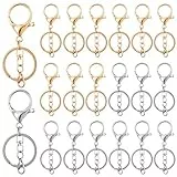 Yolev 20 Stück Schlüsselanhänger Basteln Set Schlüsselanhänger Ring，Schlüsselring mit Kette, Schlüsselringe 25mm für Schlüssel DIY Schmuckherstellung（Gold，Sliber）