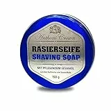 Anthoni Crown feste Rasierseife 150g, Dose reicht für etwa 5 Monate, Reisegröße, mit beruhigendem Sesamöl, fast neutrales Parfum von frischer Seife, nachhaltiges Palmöl, RSPO-Mitglied, Made in Germany