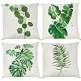 BINXWA 4 Stück Kissenhülle 45x45 - Baumwolle Leinen Kissenbezug für Sofa, Outdoor & Garten Deko