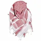 MFH PLO Halstuch mit Fransen Shemagh (Rot/Weiß/115x110 cm)