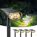 Linkind 1000Lm Aussen Solarleuchten mit Bewegungsmelder, 3000K Warmweiß 24-LED Solar Gartenleuchte mit 3 Modi, 2-in-1 Montage, IP67 LED Garten Solar Strahler für Eingang, Weg, 4 Stück, StarRay