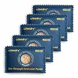Wisedry Durchsichtige Silica-Gel-Pakete [5 x 100g], farblich gekennzeichnete Trockenmittel-Pakete für die Lagerung, wiederverwendbare, sichere Luftentfeuchter, hitzebeständige Luftentfeuchter-Beutel
