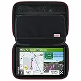 BOVKE Hartes Navi Tasche für 6-7 Zoll Tomtom GO Classic 2nd/ Lite/Advanced/Professional 2. Generation/Expert Plus, Garmin DriveSmart 76/ Camper 795 Gehäuse, Extra Platz für Kabel, Schwarz+Schwarz