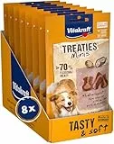 Vitakraft Treaties Minis, Hundeleckerli, weicher Hundesnack gefüllt mit Leberwurst, Hunde Trainingsleckerli, ohne Zusatz von Zucker (8X 48g)