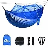 MSPORTS Camping Hängematte Premium Ultraleicht mit Moskitonetz | 250 kg Tragkraft, Atmungsaktiv (Königsblau)