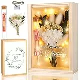 TUZELIYA 60 Geldgeschenke Geburtstag Frau Mann, Geschenkbox inklusive Trockenblumen+LED Lichterkette+Reagenzglas, Personalisiertes Geschenke zum 60 Geburtstagszahlen, 60 Jahre Geburtstag Deko