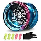 Doorslay Nicht reagierendes Yoyo Professionelles Competitive Aluminiumlegierung Yoyo Ball für Kinder, Anfänger und Fortgeschrittene mit 5 Saiten & Handschuhen