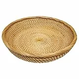 RT&BS Rattan Brotkörbe zum Servieren, Handgefertigtes rundes Obsttablett, handgewebter Obstkorb für Küche, Geschäft, Restaurant, Outdoor, Party (Honigbraun, Groß)