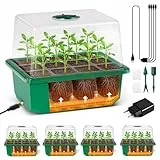 YAUNGEL Zimmergewächshaus Anzuchtkasten, 4 Stück Thermostatische Selbstheizung Mini Gewächshaus Anzucht Set mit Bruchsicherer Deckel und Belüftung, Wiederverwendbare Anzuchtkasten für Sämling Pflanze