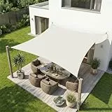 Sekey Sonnensegel Wasserdicht 2x3m Rechteckig – ohne Mittelnaht, hochdichtes PES 160g/m², mit Edelstahl-Ringen & Lotus-Effekt, reißfest & 95% UV-Schutz, für Balkon Terrasse Garten, Creme
