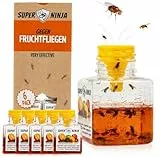 Super Ninja Fruchtfliegenfalle für Innenbereich – 6er-Pack, Wirksame Obstfliegenfalle für Haushalt und Küche, bis zu 3 Wochen Leistung pro Flasche, Kinder-und haustierfreundlich