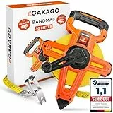 Gakago Bandmaß 30m - 3-fach übersetztes Rollmaßband mit klappbarem Hebel - Ergonomischer & rutschfester Maßband Haltegriff - Masbandrolle mit Messpunkt-Markierspitze und flexiblen Messhaken