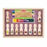 Melissa & Doug - Kreativ-Stempel-Set aus Holz, 16 Teile, Mit Buntstiften und Stempelkissen, Für Kinder ab 4 Jahren