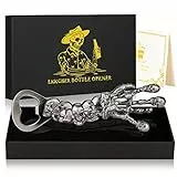 LKKCHER Totenkopf Geschenke, Skelett Hand Bier Flaschenöffner, Gothic Geschenke Geburtstag Halloween Geschenke für Männer Papa Freund Ehemann Frauen Bieröffner Sammler Skelett Fans Silber