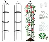 SUNYRISY Rankhilfe Garten Obelisk 3er Set, 184cm Höhe Rankgitter Käfige für Kletterpflanzen wie Blumen, Tomaten, Rosen usw, Witterungsbeständig Beschichtetes Metall Gartendekoration