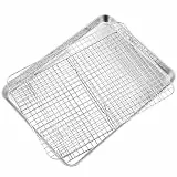 HaWare Backblech mit Abkühlgitter, Edelstahl Großes Ofenblech mit Auskühlgitter, 40,5 x 30,5 x 2,5cm, Rechteckig Kuchenblech Backform mit Kuchengitter für Backen Braten Servieren, Spülmaschinenfest