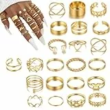 WeddHuis 22 Stück Boho Gelenk Fingerringe, Stapelbare Midi Ringe Set, Gold Vintage Stapelbarer Ring, Ideal für Geburtstagsfeiern, Abschlussbälle usw (Gold)