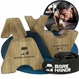 BARE HANDS Liegestützgriffe – 2x gelenksschonende & rutschfeste Holz Liegestützgriffe – Calisthenics Equipment für Indoor & Outdoor – Ideal für Handstand & Liegestütze (Modell M - Dunkel)
