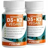 Vitamin D3 K2 VEGAN - 240 Tabletten mit 5000 IE D3 + 200 mcg K2 (MK7) - Vitamin D3 optimal hochdosiert und vegan - Vitamin K2 in bioaktiver MK7-Form - laborgeprüft mit Zertifikat
