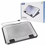 Laptop-Kühler Aluminium, neigbar, leise, 2 Lüfter, bis 40 cm (15,6), SW