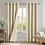 Deconovo Gardinen Wohnzimmer 100% Verdunkelung Vorhänge mit Ösen Vollverdunkelungsgardinen Schlafzimmer Verdunkelungsvorhänge Kälteschutz, 260x140 cm(HöhexBreite), Taupe, 2er Set