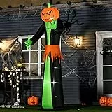 HOMCOM 270 cm Aufblasbare Halloween Kürbis mit integrierten LEDs für den Außenbereich Halloween Dekoration für Party Garten Hof Rasen
