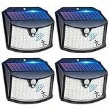 Possily Solarlampen für Außen mit Bewegungsmelder, 3 Modi Garten Solarleuchten für Außen IP65 Wasserdichte Solarlampen für Außen Wand Led Solar Strahler Außen für Garten, Hof, Garage (Weiß, 4 Stück)