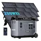 P5000 Pro 4000W Solar Powerstation mit 3 * 200W Solarpanel, Solar Generator mit 4x3200W AC, 4000W/5120Wh Tragbare Power station für Wohnung Reise Camping,1,8 Std. Schnelllade
