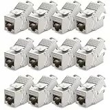 deleyCON 12x Keystone Modul CAT 6a Jack - Vollgeschirmt STP RJ45 Buchse Werkzeugfrei Dank Snap-In Montage CAT Rohkabel 500 MHz 10 Gbit/s