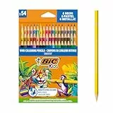 BIC Kids Smooth Buntstifte aus zu 100% verantwortungsvoll angebautem Holz – verschiedene Standard-, Metallic-, Pastell- und Neonfarben, Box à 54
